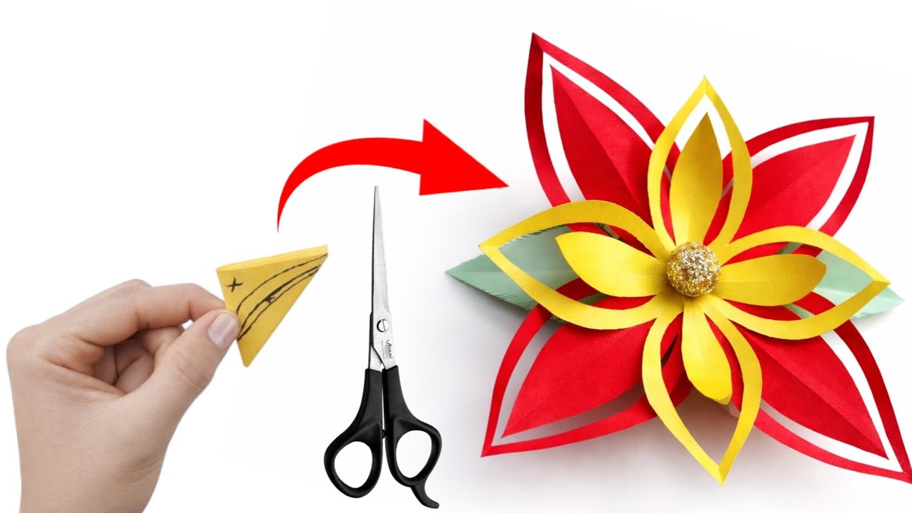 Easy Paper Flower|Paper Flower Making Idea |Diy Flower Crafts|easy craft flower.diy.easy Paper craft