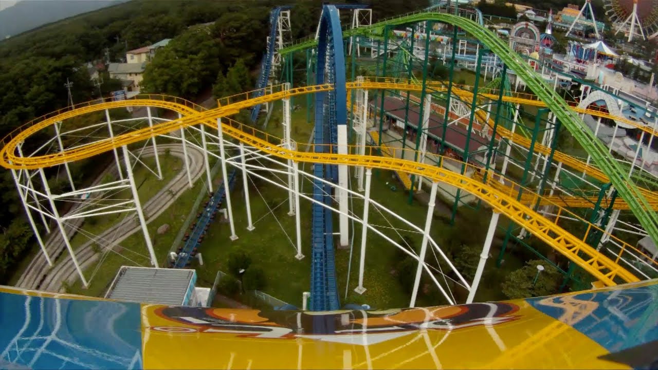 Big Boom Near Vertical Drop Roller Coaster POV Nasu Highland Japan 1080p HD