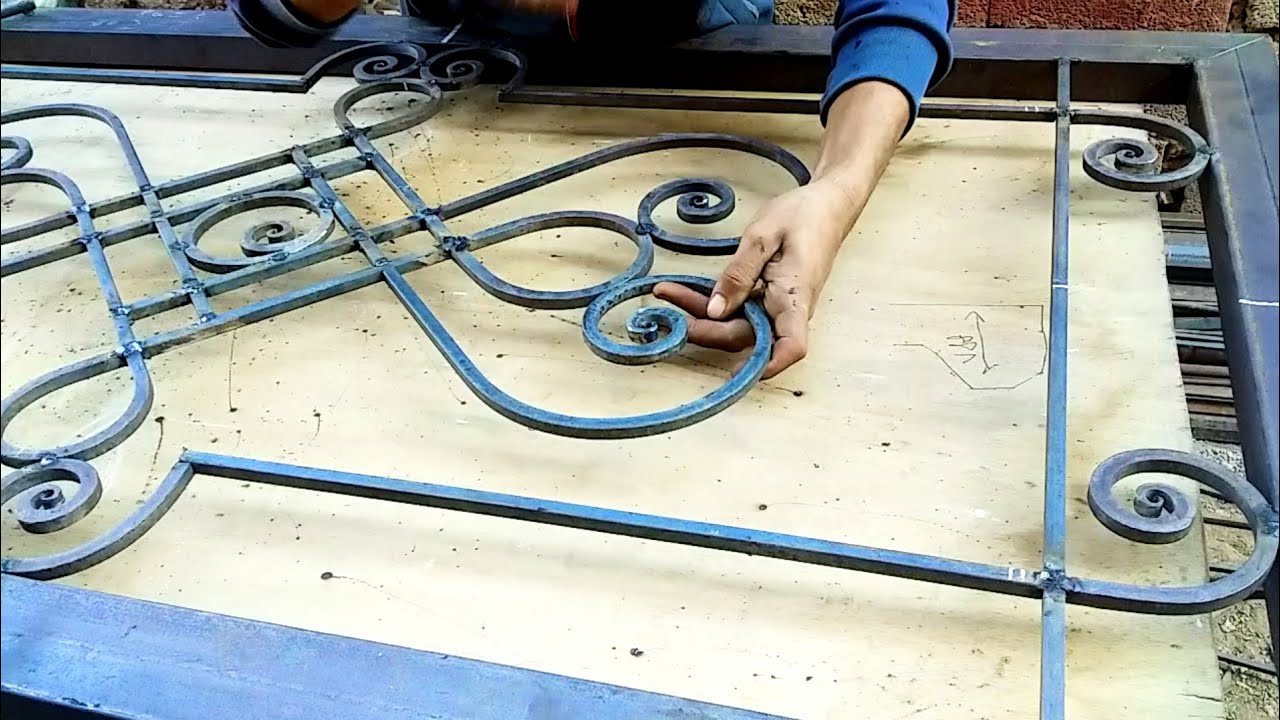 طريقة تشكيل باب شباك حديدي | باب شبابيك حديد مزخرف ، @فن اللحام welding