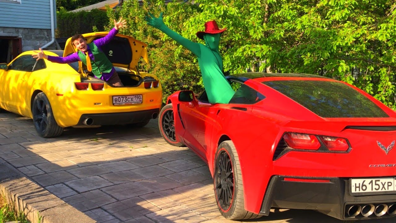 Green Man has found Key of Corvette & Mr. Joe on Chevy Camaro w/ Cool Video for Kids