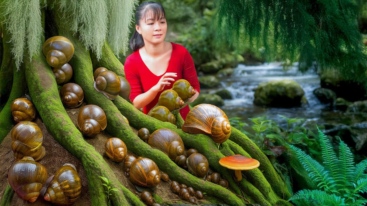 Harvesting Lots of Snails After the Rice Crop and Selling Them at the Countryside Market – Farm Life