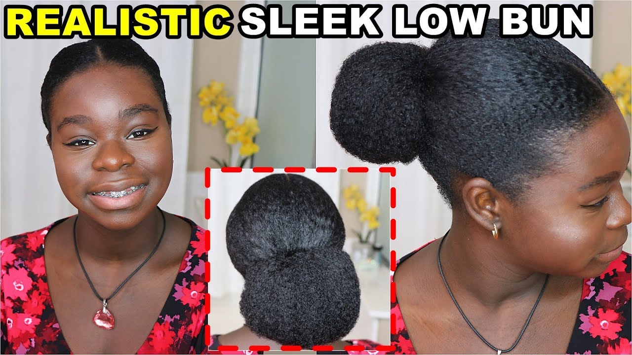 How to do Sleek Low Bun on DRY Natural Hair 4c