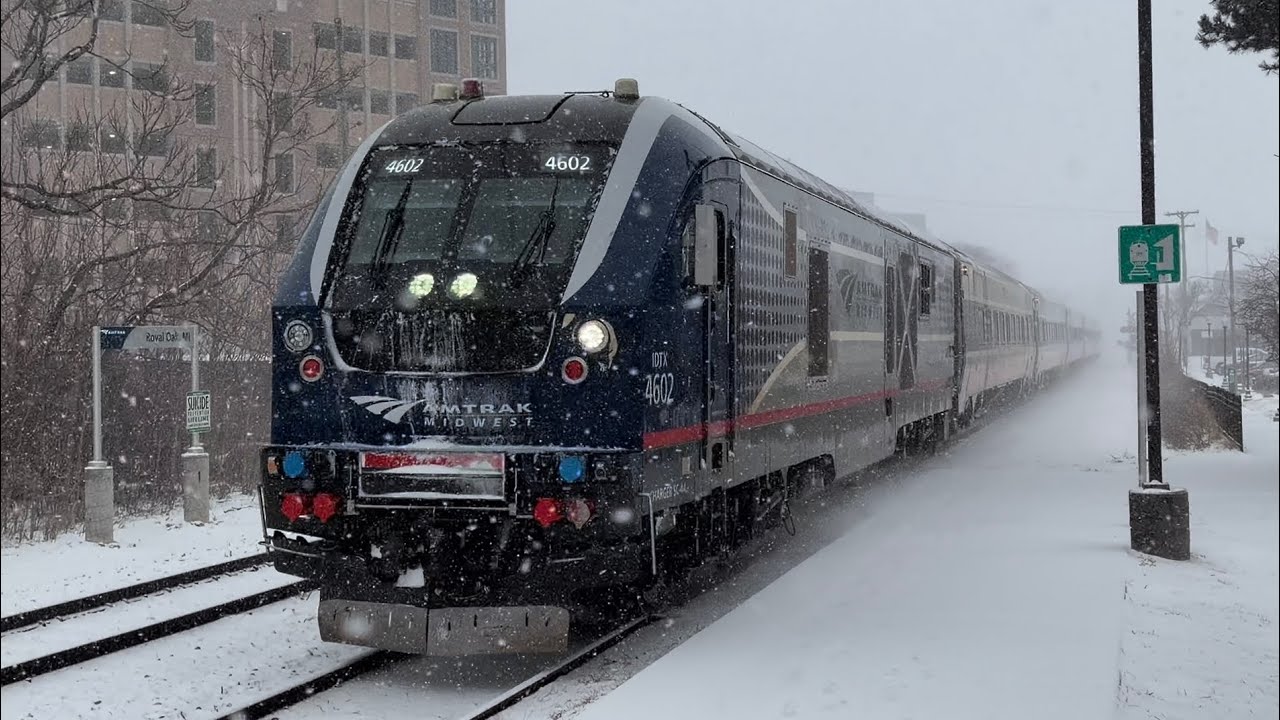 Amtrak & Canadian National Trains In A Huge Blizzard! 