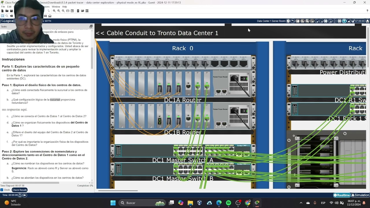 9.3.4 Packet Tracert - Exploración del centro de datos Modo físico