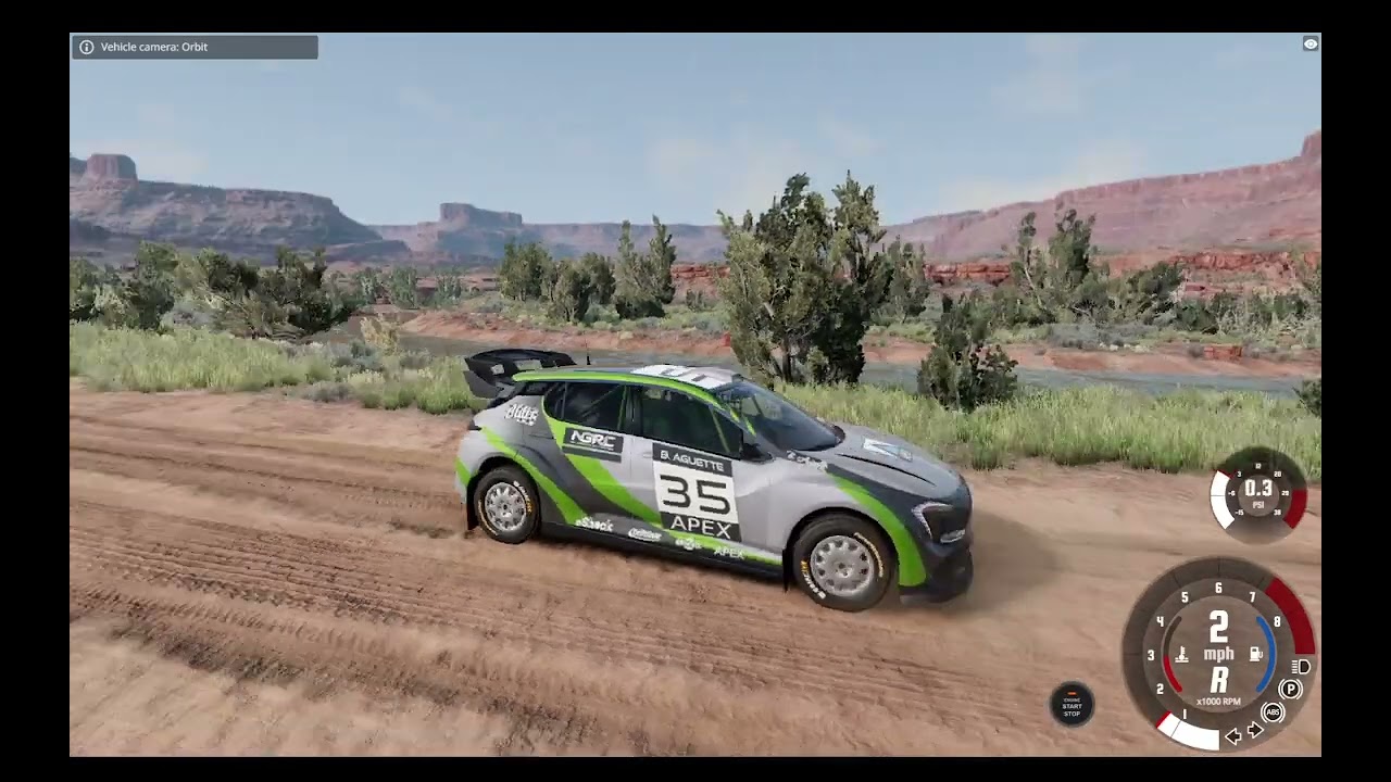 beamng rally car in desert