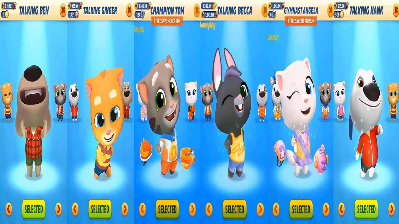 Talking Tom Gold Run New Character Champion Tom VS  Gymnast Angela Talking Becca  Ginger BEN HANK