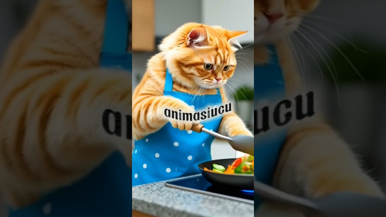 ASMR YELLOW CAT COOKING HEALTHY VEGETABLE #asmrsounds  #yellowcat  #happycooking #asmrvideo