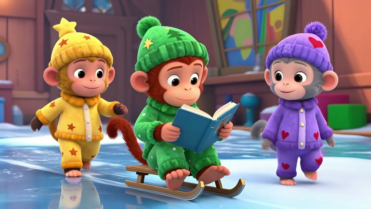 Sipping Cocoa in Our Jammies Blue ☕ | Five Little Snowy Monkeys - A Snuggly Winter Song