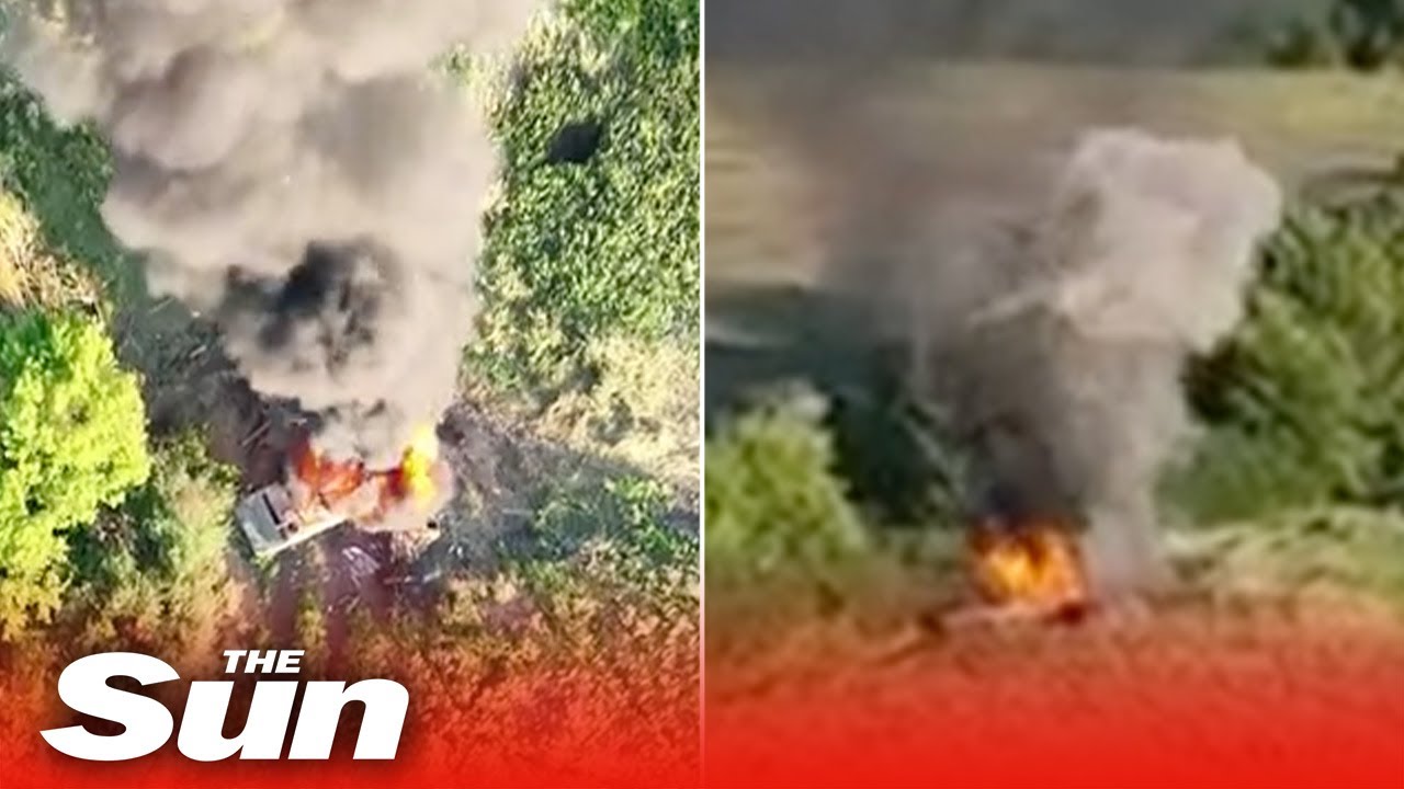 Precision drones obliterate Russian tank with targeted strikes