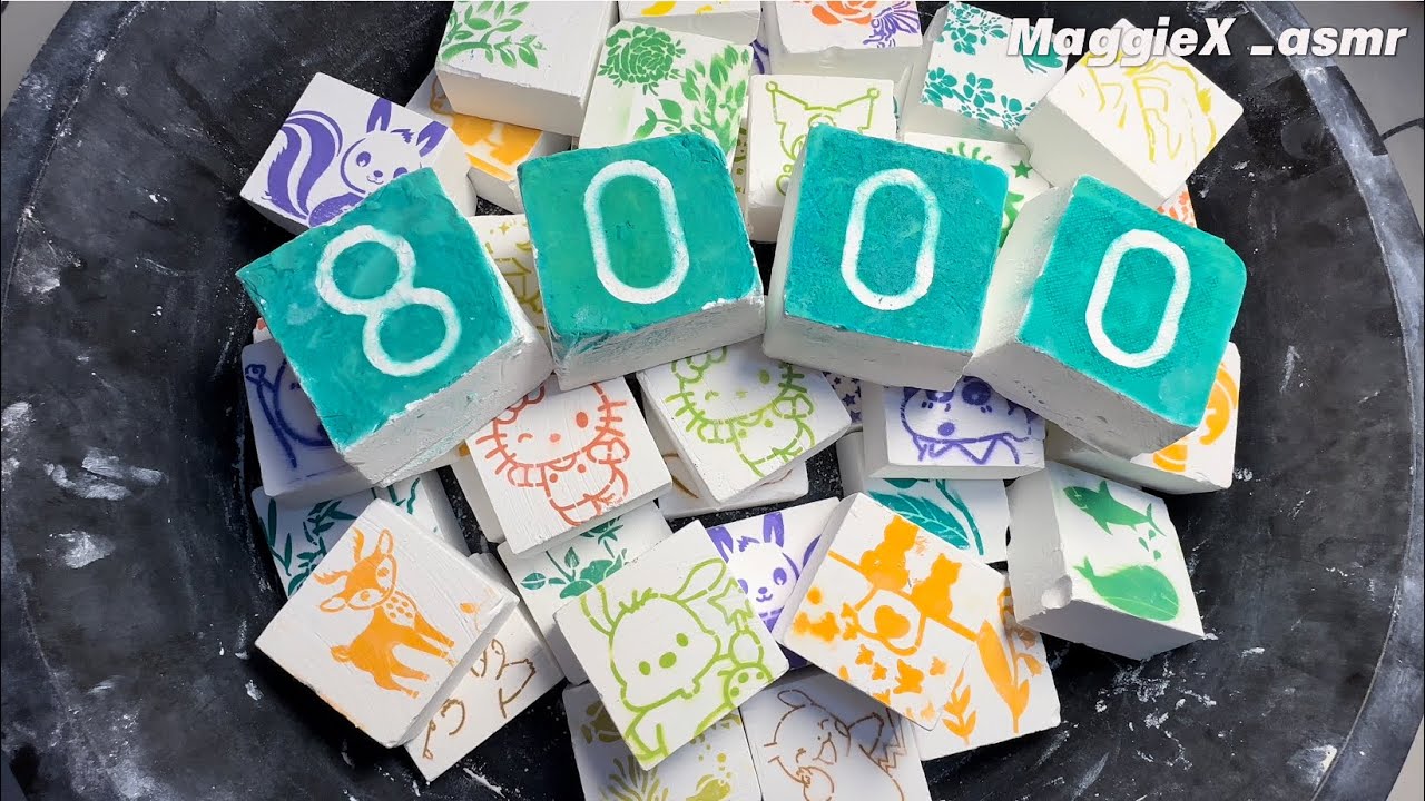 8,000 subs! Thanks all! Graffiti-themed gym chalk, crispy texture for stress relief—ASMR!