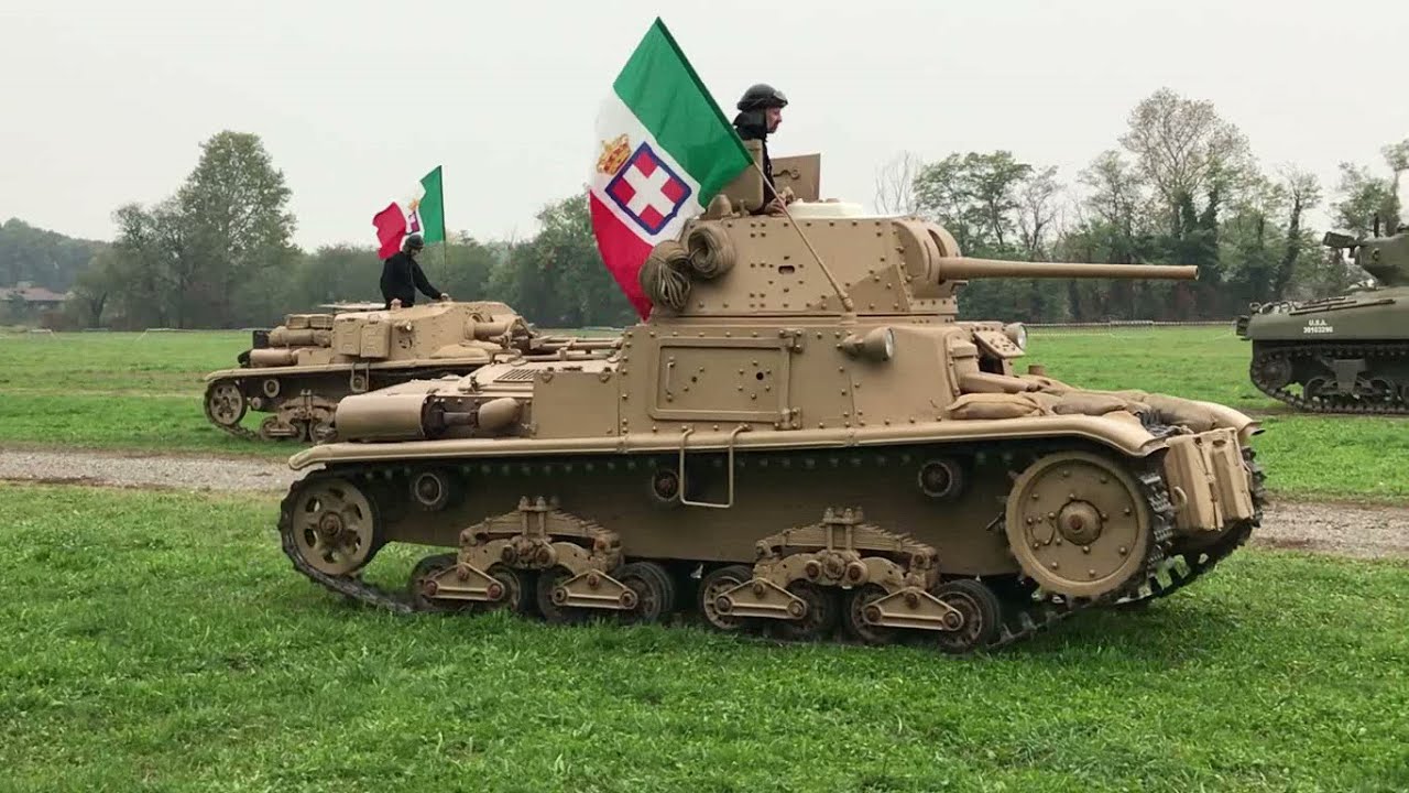 carro armato M14/41 e semovente 75/18 avanzano in movimento
