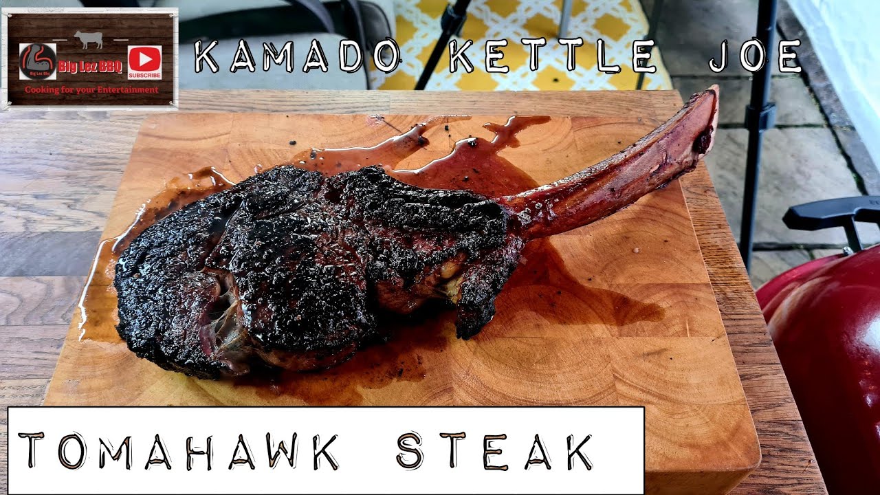 Tomahawk steak with an AMAZING crust, reverse seared on the Kamado kettle joe & custom Plancha