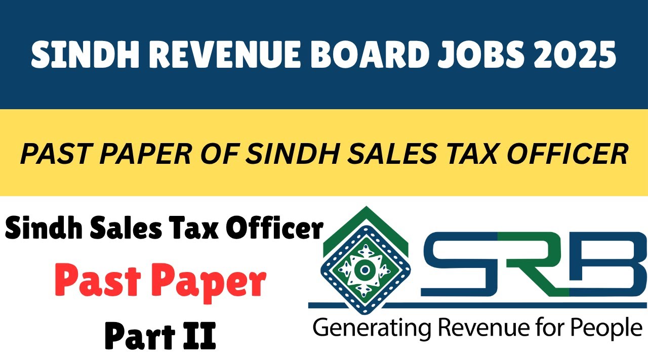 Sindh Revenue Board Jobs 2025 | Sindh Sales Tax Officer Past Papers | SRB Solved MCQs with Answers