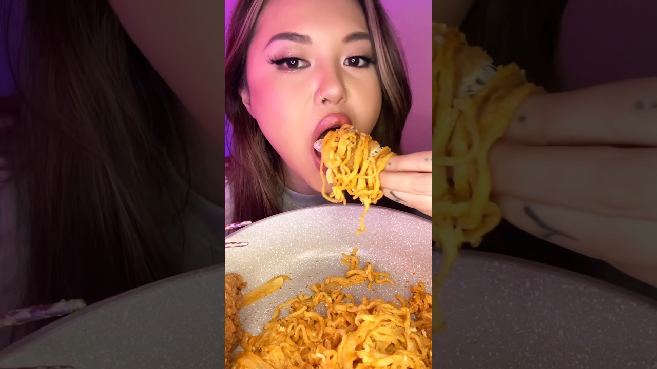 Cheese Buldak Noodles & Chicken Tender🧀🍗 #shorts