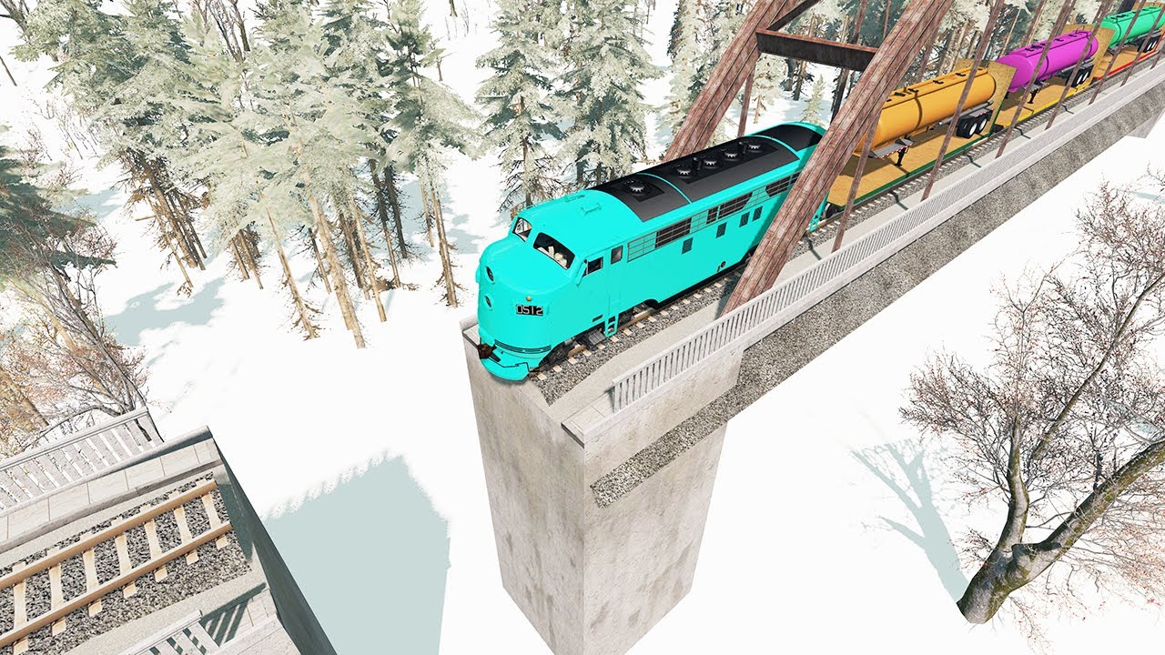 Broken Bridge Train Crashes | BeamNG Drive