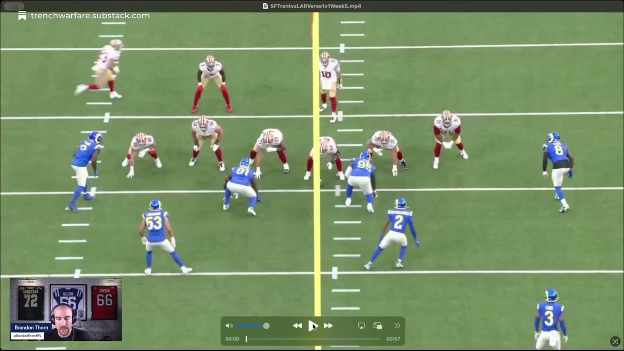 Trench Warfare Film Room: Trent Williams vs. Jared Verse 1v1 (x12) from Week 5