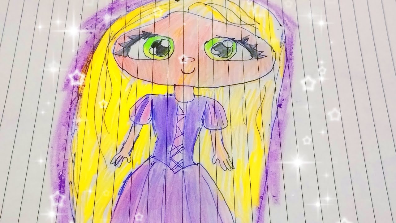 Desenhando a princesa Rapunzel 👱🏼‍♀️🌈🩷✨