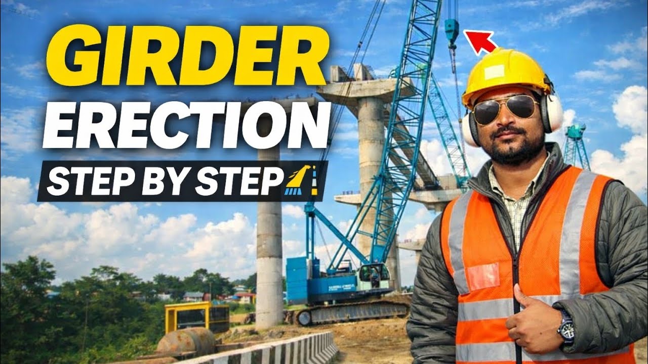 Girder Erection Step by Step 🏗️ | Bridge Site Actual Methodology!💥