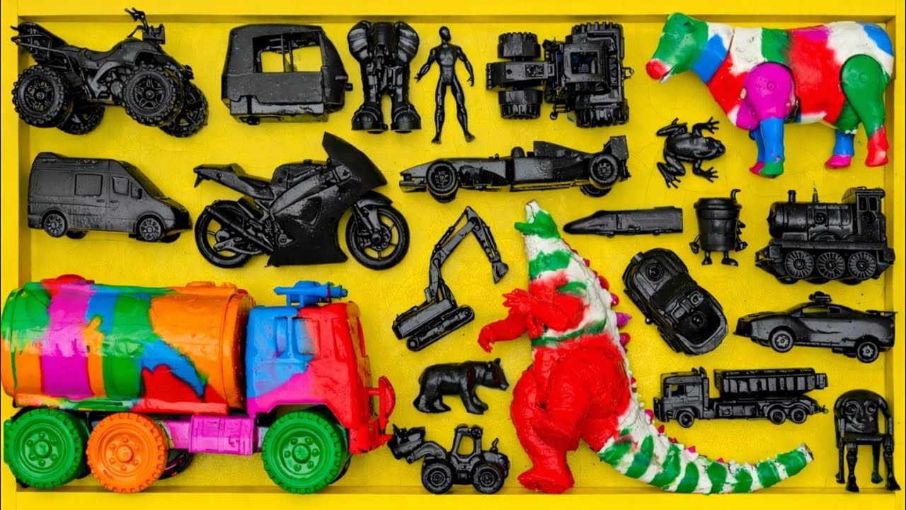 Membersihkan mobil mobilan, truk loader, mobil damkar, mobil pickup, truk angkut excavator, anomali