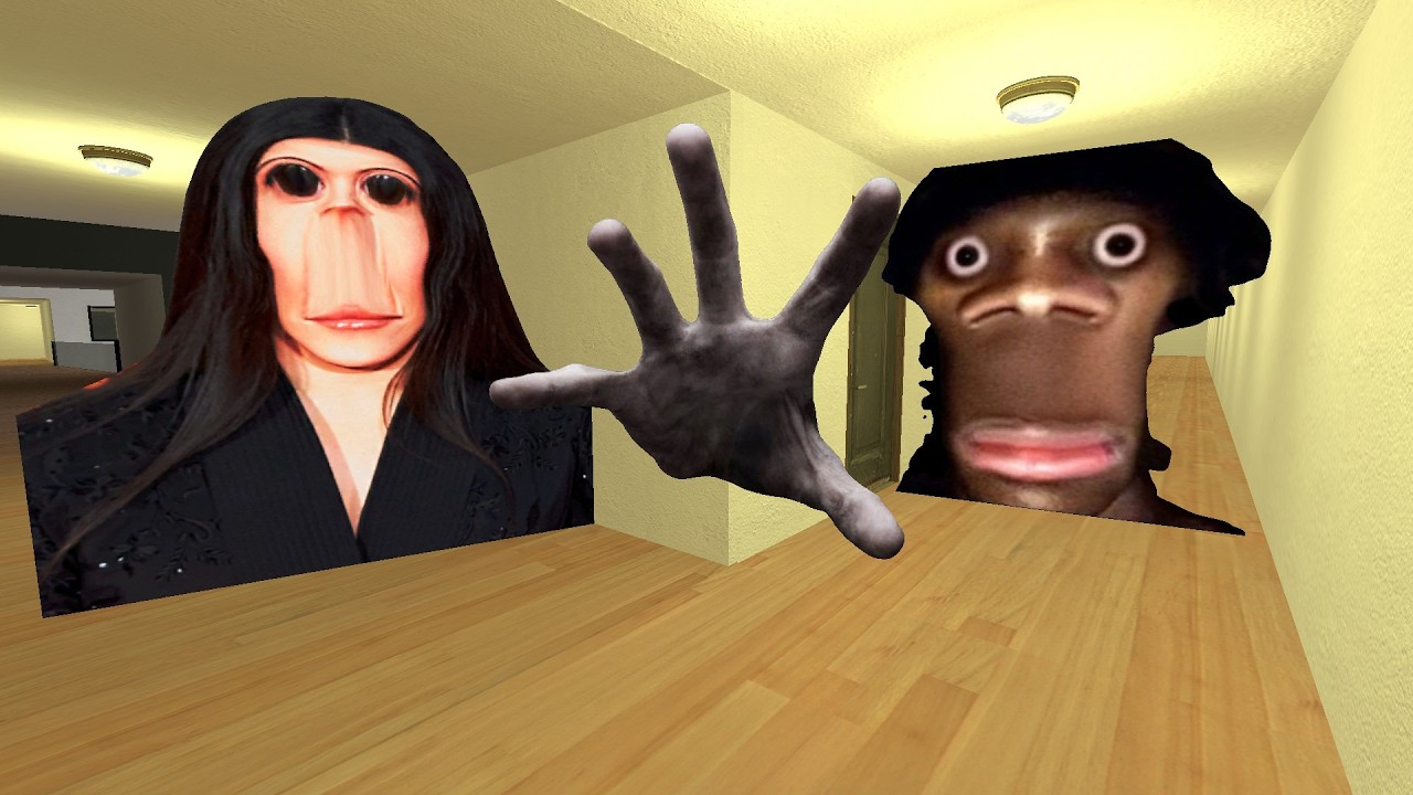 Momo And Scary Hand And Monkey Face Nextbot in The Hole (GMod) 😱