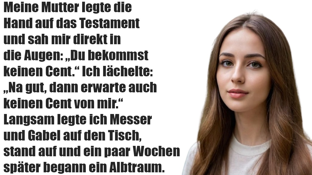 Mit der Hand auf dem Erbe sah meine Mutter mich an und sagte: „Nicht einen Cent…“