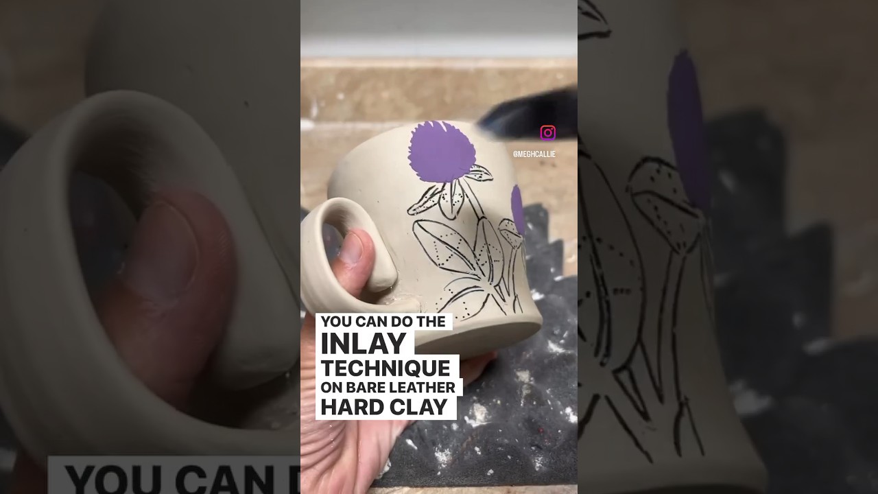 Inlay technique with underglaze on pottery #pottery #potteryvideo #arttutorial #tutorial #art