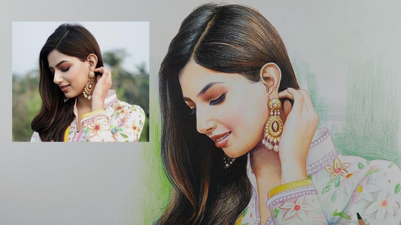 Harnaaz Sandhu Color Pencil Drawing Miss Universe 2021 Indian Model | How To Draw | Live Art Chennai