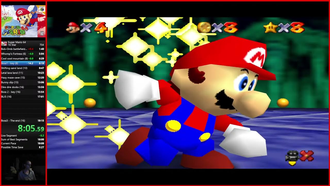 Super Mario 64 - 16 stars  18:44 PB