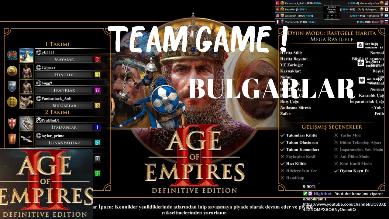 AGE OF EMPİRES 2 TÜRKÇE | 4V4 MEGA RASTGELE | MAN-AT-ARMS + SKİRMİSHER RUSH | #TÜRKÇE