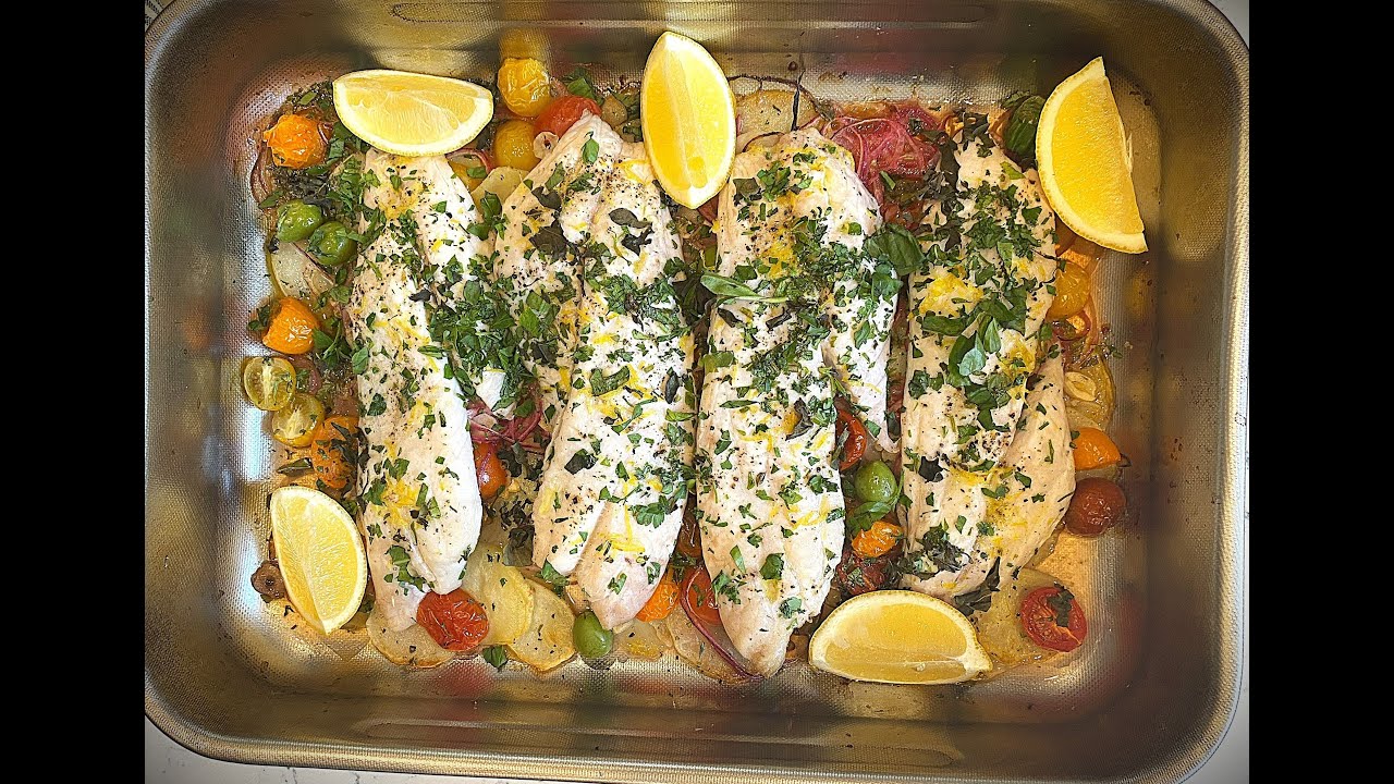MEDITERRANEAN BAKED FISH WITH POTATOES & OLIVES