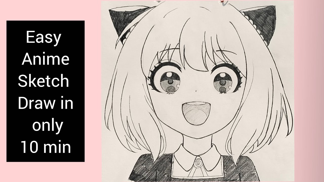 Super Easy anime sketch, anya sketch tutorial 