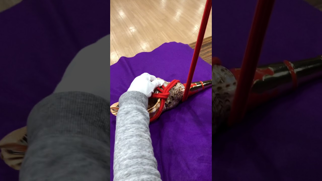 法螺貝ショップ　穂の国の法螺貝肩かけ房紐の縛り方　ホラ貝　ほら貝　ホラガイ　ほらがい　山伏　修験　戦国