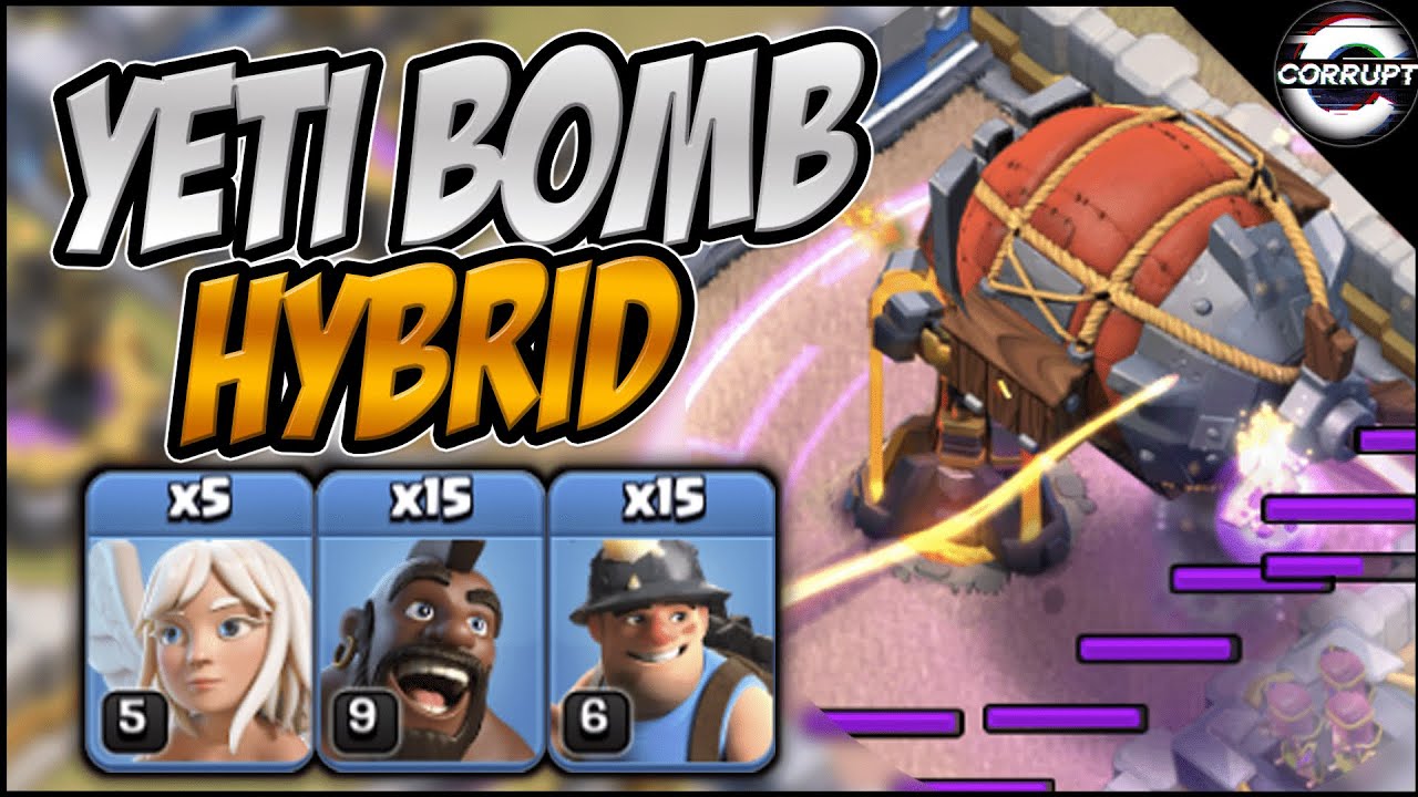 Th12 Miner Hog Hybrid + Yeti Bomb - FULL Breakdown | Clash of Clans