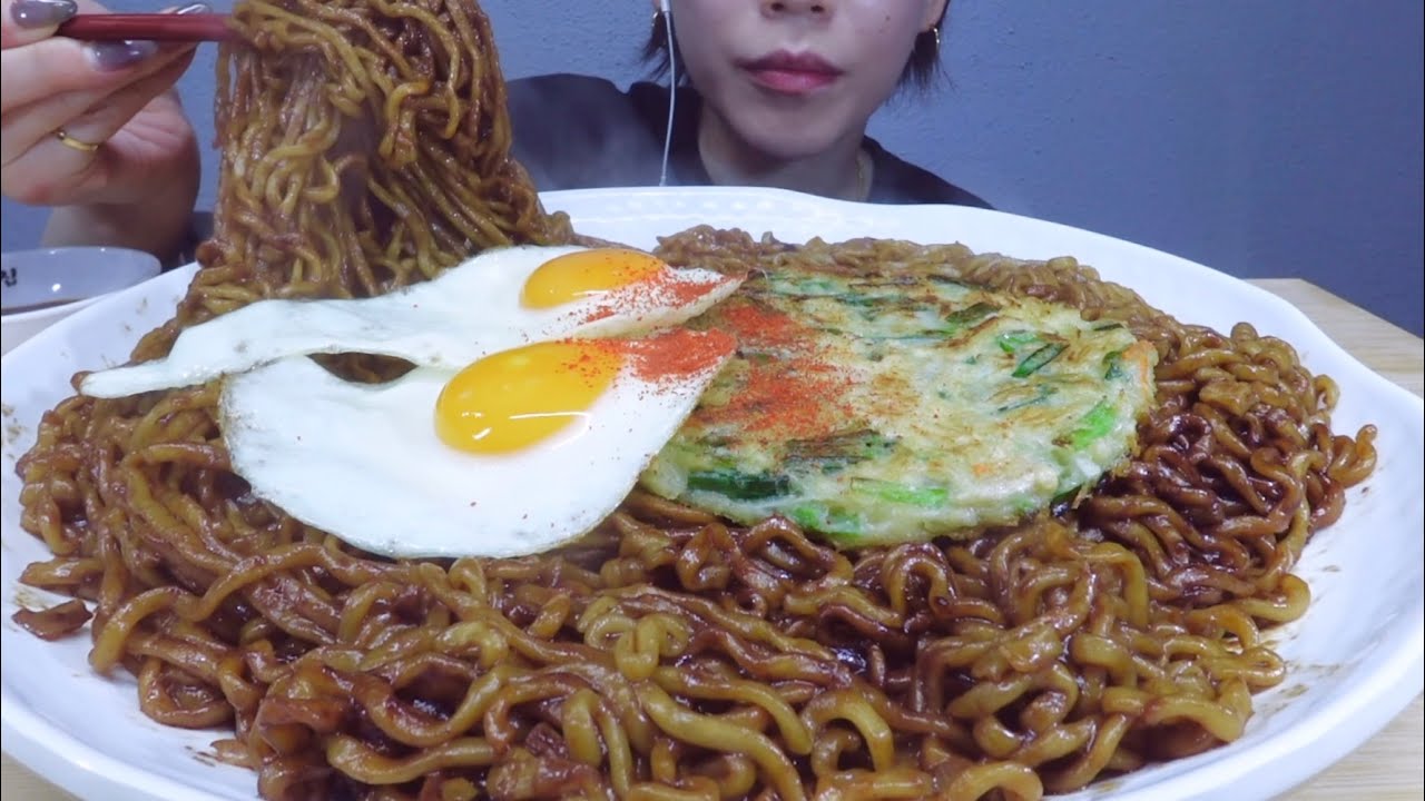 【ジャージャー麺×チヂミ】ASMR 日本語字幕