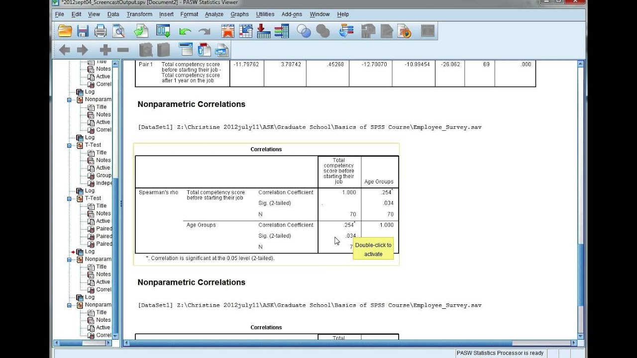 Interpret SPSS output for correlations: Spearman's rho
