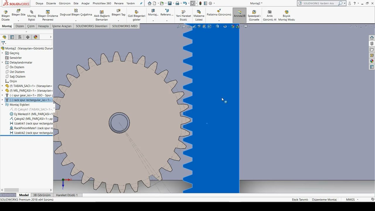 SOLIDWORKS - KREMAYER DİŞLİ ÇARK MONTAJI NASIL YAPILIR? DİŞLİ SORUNU NASIL ÇÖZÜLÜR?