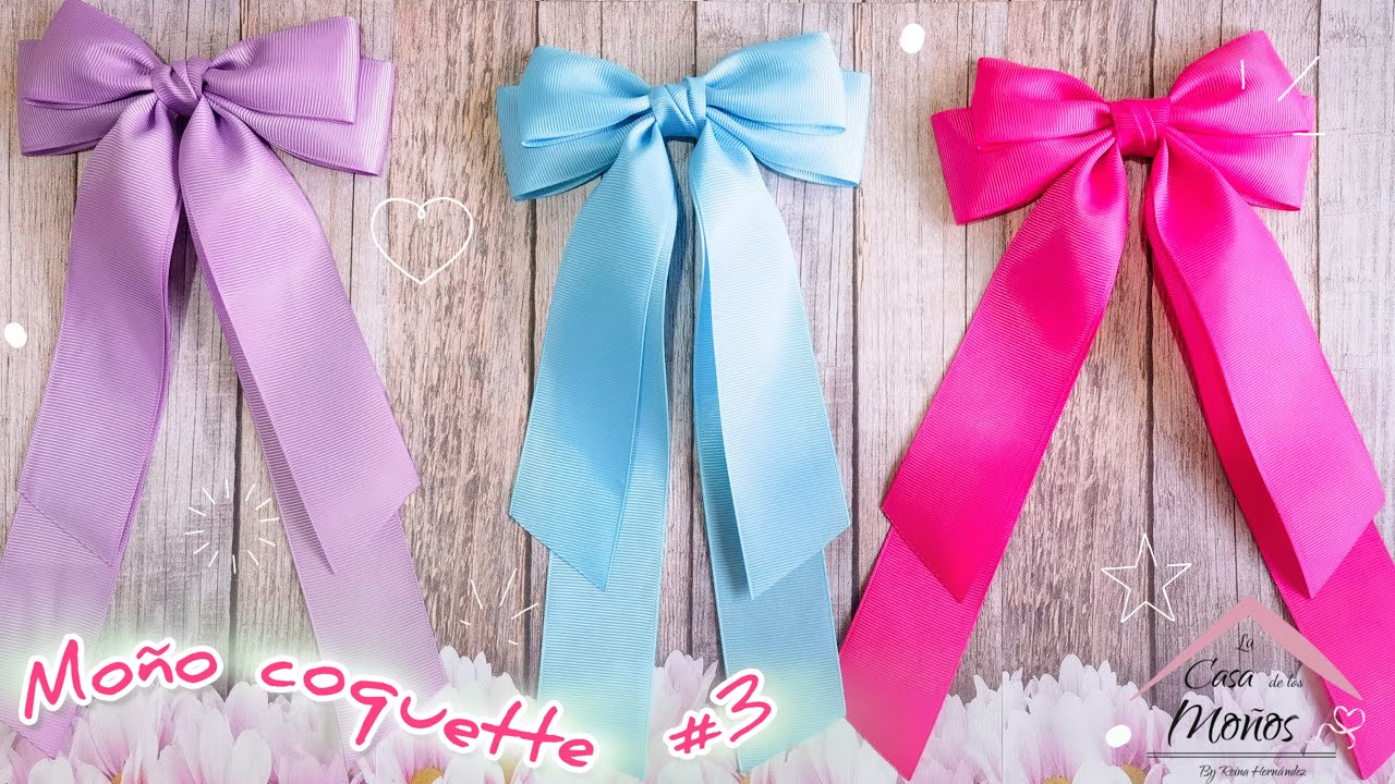 Moño coquette con listón // Moño coquette fácil y rápido con listón de 4cm