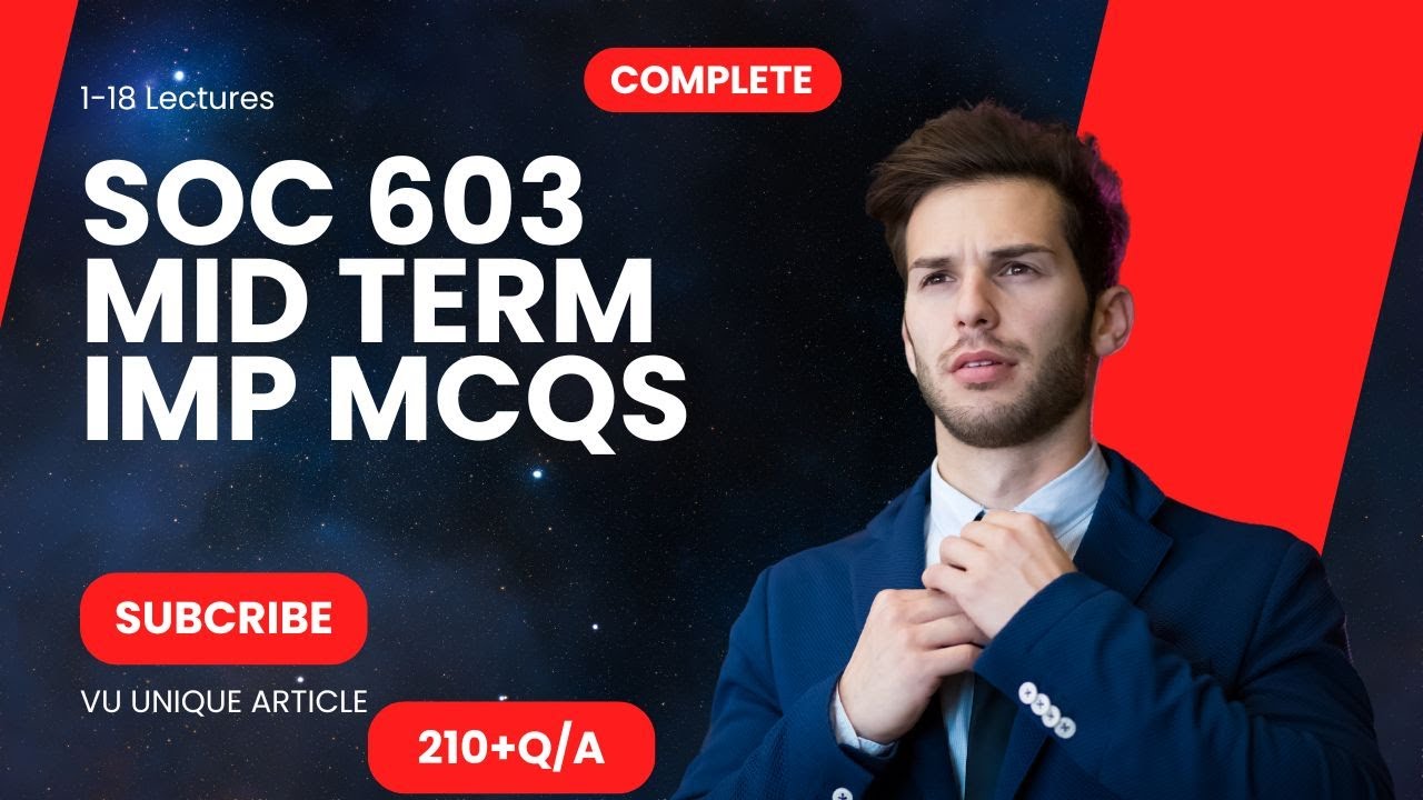SOC603 Mid Term Preparation 2024 / Most Important & Frequently asked MCQS / SOC 603 Guess 100%