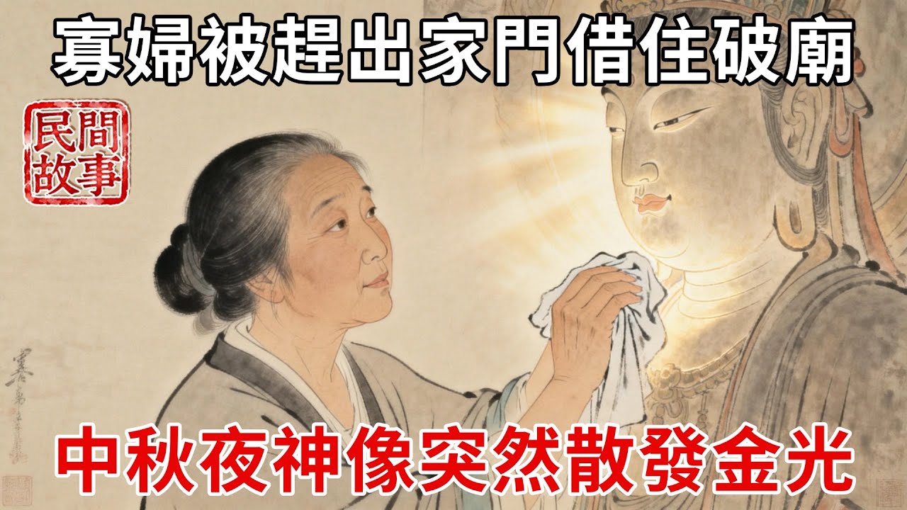 寡婦被婆婆趕出家門借住破廟，堅持給破廟神像掃灰，中秋夜神像突然散發金光，供桌上突然出現藏寶圖！#民間故事 #傳統文化 #原創虛構 #華語有聲書 #槐樹下聽書