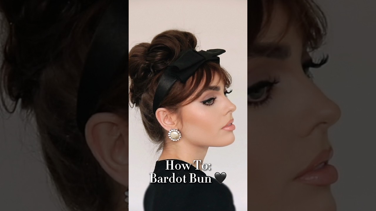 Как сделать прическу &laquo;пучок Брижит Бардо&raquo; с искусственной челкой 🖤 #волосы