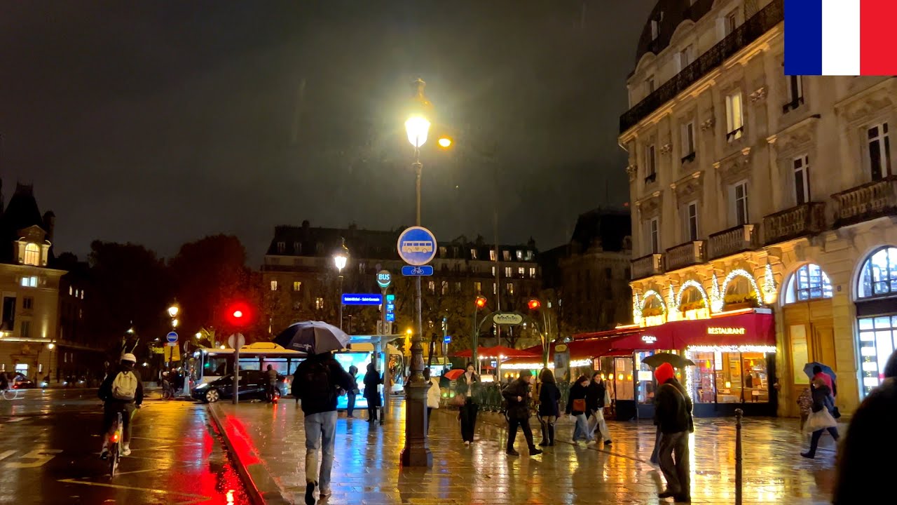 🇫🇷🌃☔️【HDR 4K】Paris Rainy Night Walk - Odéon to Saint Marcel via Notre Dame (Nov 2024)