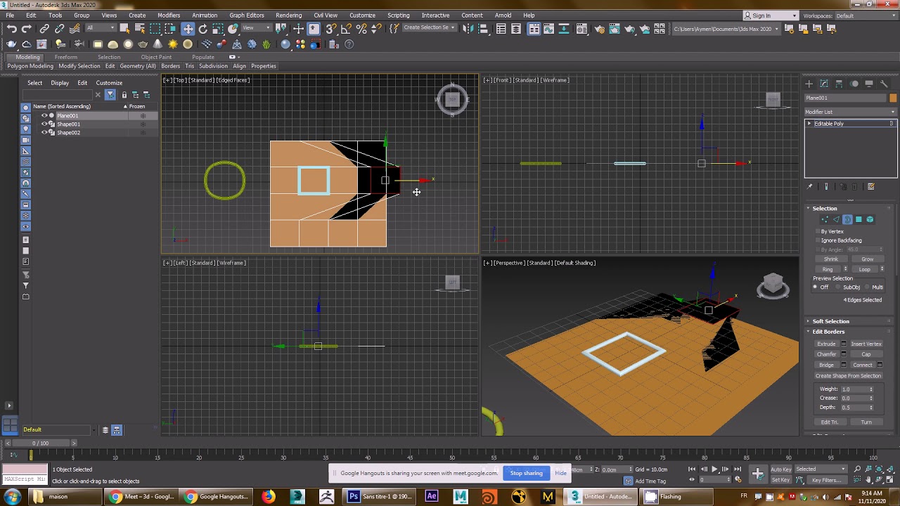 3ds max create shape from edges