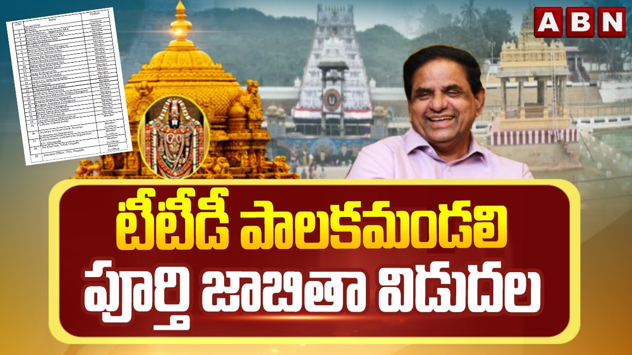 టీటీడీ పాలకమండలి పూర్తి జాబితా విడుదల | TTD New Board Members List 2024 | ABN