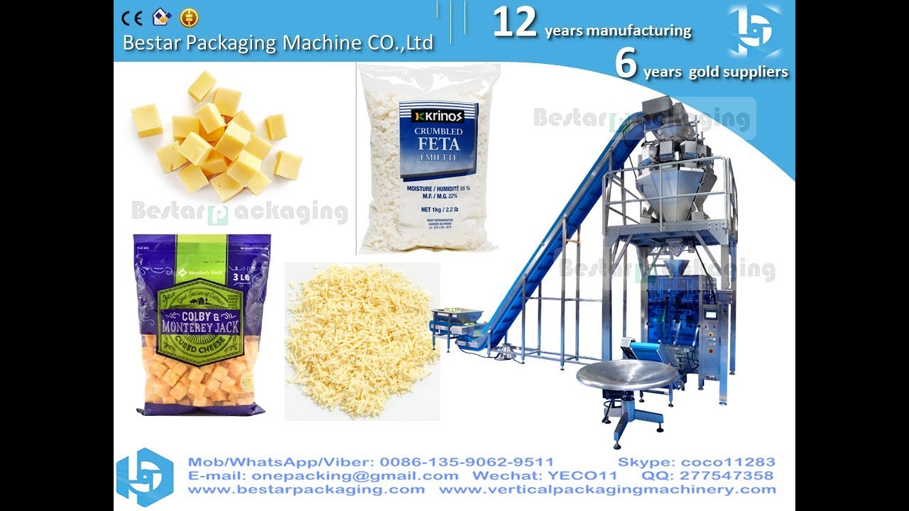 Cheese slices and cheese cubes packaging in Bestar vertical machine VFFS with High Purity Nitrogen