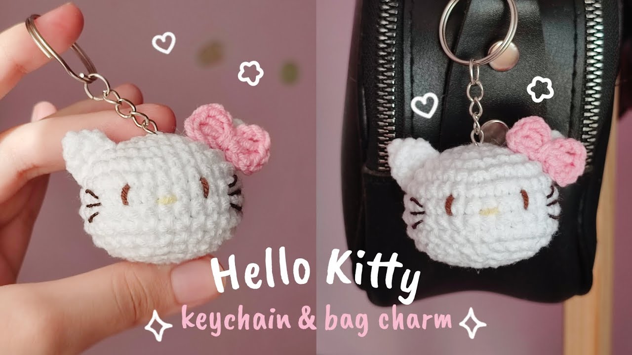 🤍✨Hello Kitty Keychain Crochet/Amigurumi Tutorial | Easy, cute, free pattern ✨🤍