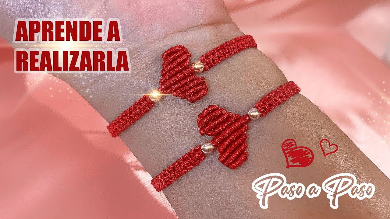 Aprender hacer esta Pulsera de Hilo con Corazón ❤️ como hacer una Pulsera🔆Tutorial Paso a Paso🔆