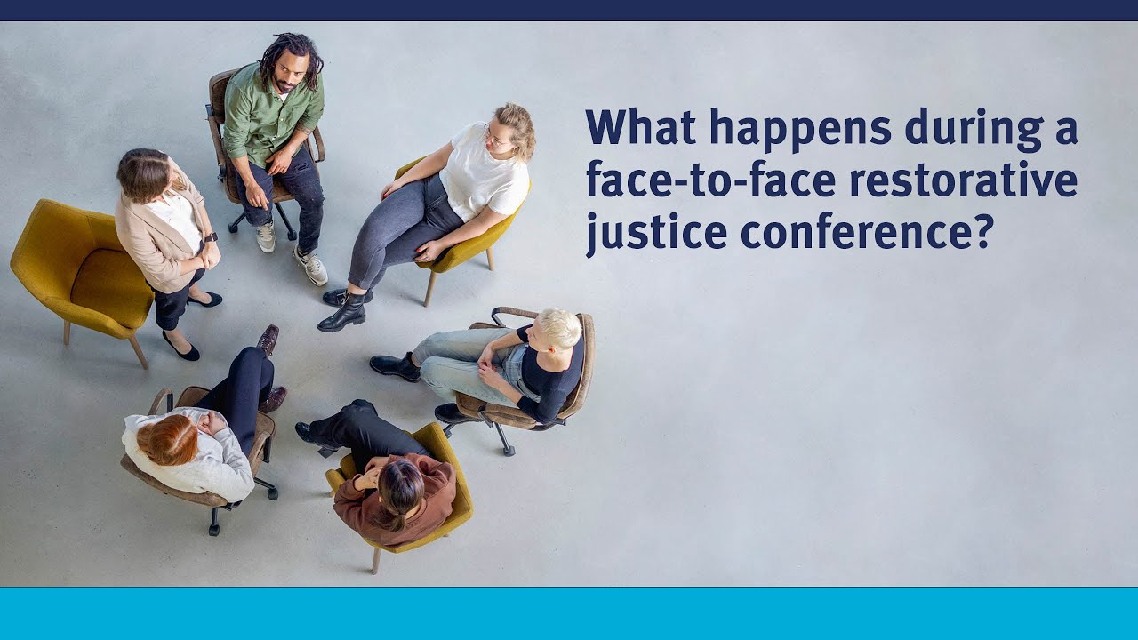 What happens during a face-to-face restorative justice conference?
