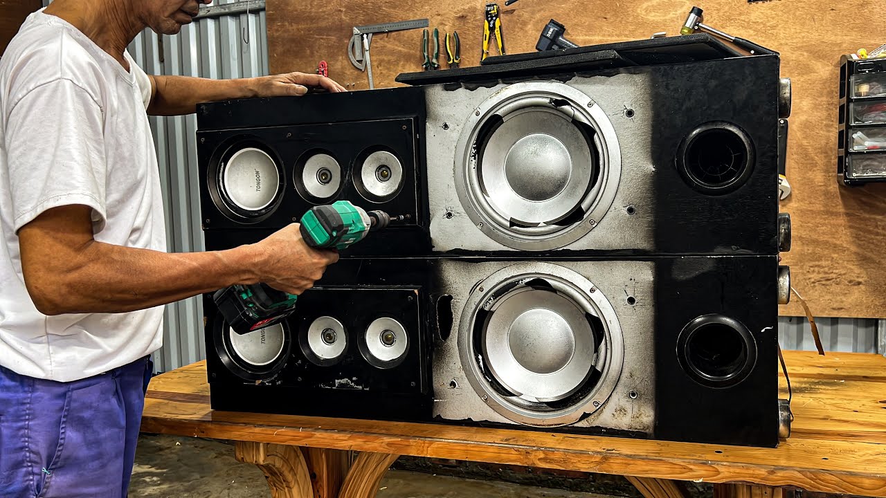 Restoration Of Severely Damaged TONGON Speakers // Amazing Speaker Restoration Project