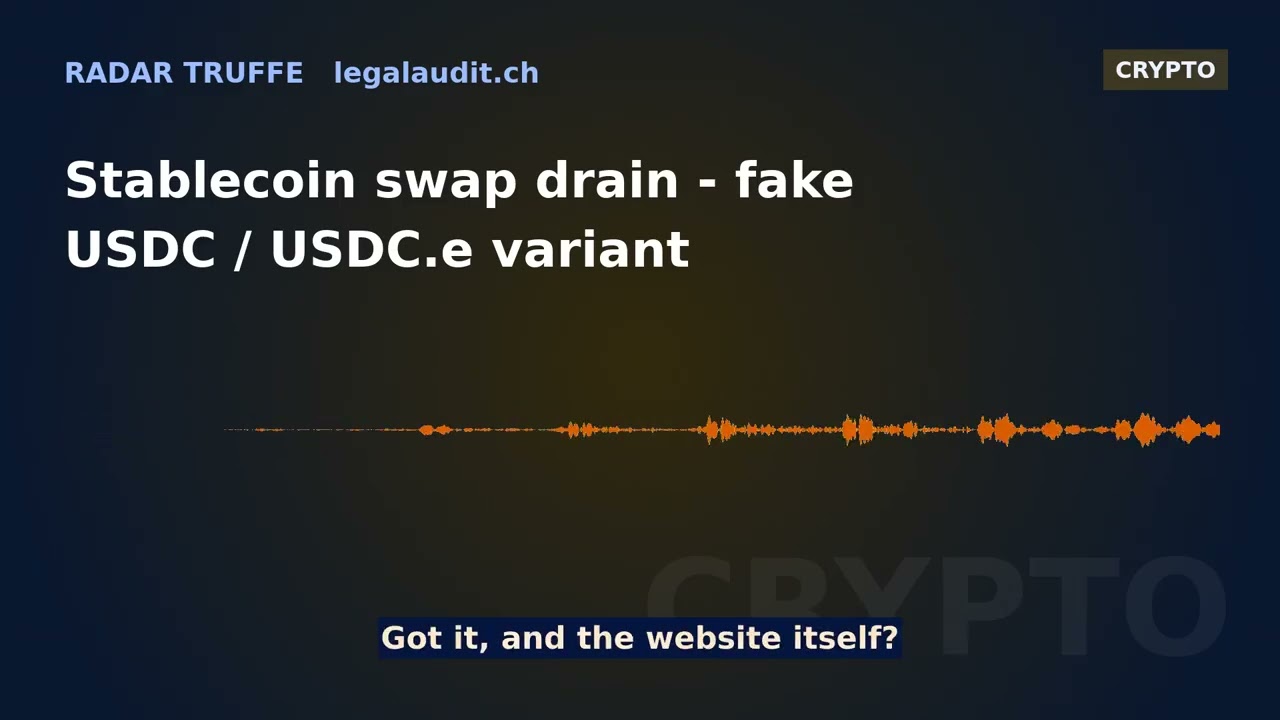 Stablecoin swap drain &mdash; fake USDC / USDC.e variant