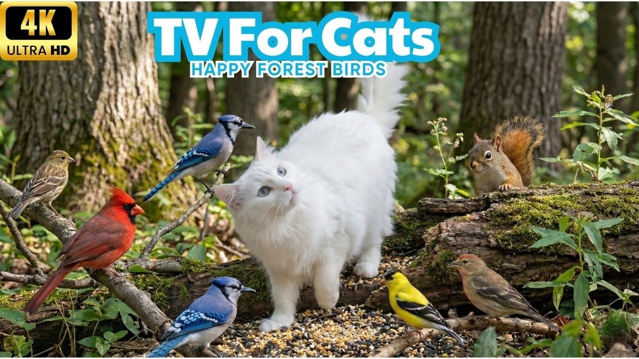 Cat TV For Cats To Watch 🐾 Birds, Cat Focus And A Sneaky Squirrel | 1+ Hour 4K UHD